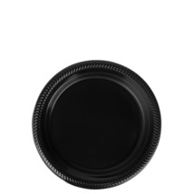 7&quot; Disposable Black Round Plastic Salad Plates Premium Quality 50pcs - £7.89 GBP