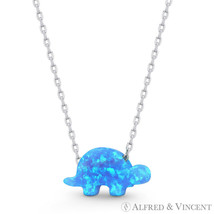 Lab-Created Opal Turtle / Turquoise Animal Charm Pendant in .925 Sterling Silver - £16.15 GBP