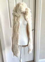 Piko 1988 Womens Faux Fur Mid Length Hooded Vest Beige Cream Size Small - $27.72