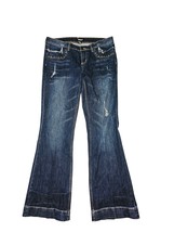 Allen B. By Allen Schwartz blue destressed Beaded Bell Bottom Jeans Size 10 - $536.11 MXN