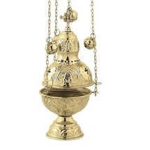 Orthodox Church Liturgy Incense Burner Bronze Brass Thurible Censer 9.5&quot;... - $79.13