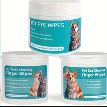 3 Boxes Pet Grooming Wipes Set For Cats And Dogs, 200 Count - Dental Finger Wipe - $27.97