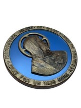 Vintage Sacred Heart of Jesus Bless Every Place Blue Mirror Glass Medallion 7&quot; - £21.94 GBP