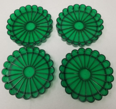 Emerald Green Coasters Hallmark Set of 4 Plastic 1970s - $15.15
