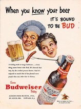 Vintage 1953 Print Ad BUDWEISER &quot; When You Know Your Beer It&#39;s Bound To Be Bud&quot; - £7.18 GBP