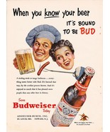 Vintage 1953 Print Ad BUDWEISER &quot; When You Know Your Beer It&#39;s Bound To ... - $12.32 CAD