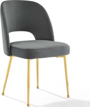 Modway Rouse Performance Velvet Dining Side Chair In Charcoal - £117.35 GBP