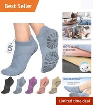 Safe and Stylish 5-Pair Non-Slip Socks for Yoga and Pilates - Gift Ready! - $16.78