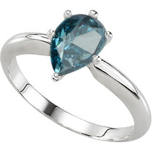 Pear Diamond Ring 14K White Gold (0.69 Ct Blue(Irradiated) VS2 Clarity) - £1,045.32 GBP