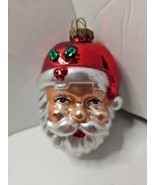 Vintage Glass Ornament Santa Head Retro 2.75&quot; Tall - $12.90