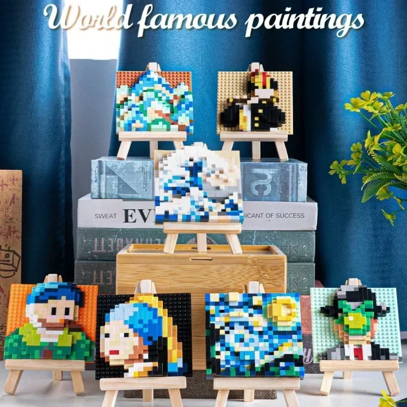 3D Pixel Art Famous Paintings Building Blocks Creative Van Gogh Starry Sky Micro - £9.60 GBP+