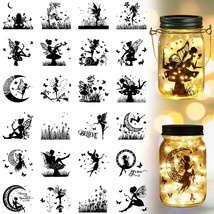 24 Pieces Fairy Silhouettes Mason Jar Cutouts Fairy Laser Cutouts Decals... - £28.32 GBP