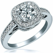 1.19 Ct Round Cut Diamond Engagement Ring Millgrain Edged 14k White Gold - $2,355.21