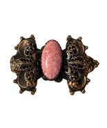 Vintage Victorian Revival Pink Cabochon Belt Buckle Bronze Tone Ornate S... - $25.20