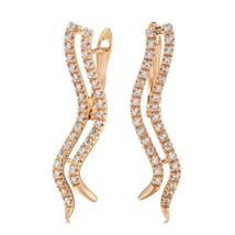 Fashion Geometric Long Dangle Earrings for Women 585 Rose Gold Natural zircon We - £9.64 GBP