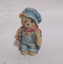 Cherished Teddies Tiny Ted Bear &quot;God Bless Us Everyone&quot; Figurine with Crutch - £8.31 GBP