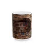 Cozy Bookshelf Illustration Mug | Book Lover Coffee Cup | Ceramic Reading Gift - $16.44