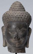 Antico Khmer Stile Nero Beige Yaksha &amp; Yakshaswaroop Shiva Testa - 31cm/30.5cm - £1,453.22 GBP