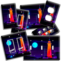 Colorful Lighthouse Starry Night Moon Light Switch Outlet Wall Plates Room Decor - £14.45 GBP+