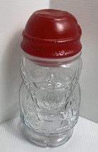 Glass Santa Claus Apothecary Candy Jar Canister Christmas Vintage Red Hat 8 Inch - £9.66 GBP