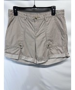Dockers Womens Shorts 4 White Brown Chino Khaki Striped Pockets Casual H... - $17.59 CAD