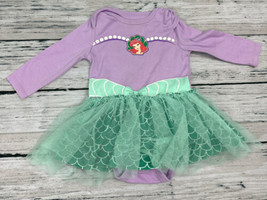 Disney Baby Ariel Little Mermaid Long Sleeve Tutu Bodysuit Size 12 Months - £11.83 GBP