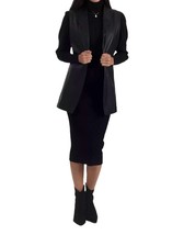 Nine West women&#39;s faux leather sleeveless blazer in Black - £58.25 GBP