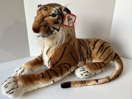 Shalom Toy Company Vintage Large Plush Realistic Tiger 43” Long With Tag - £21.10 GBP