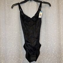 VTG Lilly of France Black Lace Bodysuit Body Shaper Sz 34B Style 890 NWT - $36.57