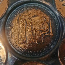 Antique Copper Hand Hammered Enamel Passover Tray Plate Jerusalem Israel... - £44.55 GBP