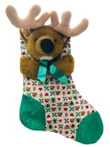 Vintage Plush Bear Christmas Stocking 12inch Midwestern Home - £19.67 GBP