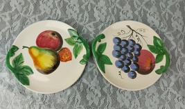 NSP Fruit Plates Dessert Salad 2 Hand Painted Italy Italian Pottery 8&quot; V... - £30.89 GBP