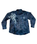 Hama Y2K Black Tie Dye Embellished Cursive Print Dress Button Up Shirt S... - £26.01 GBP