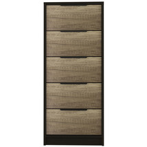 42" Black And Light Oak Manufactured Wood Five Drawer Chest - $5,403.11 MXN