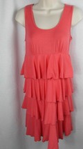 Women&#39;s BLU Heaven small ruffle tiered layered dress coral sleeveless MA... - £7.01 GBP