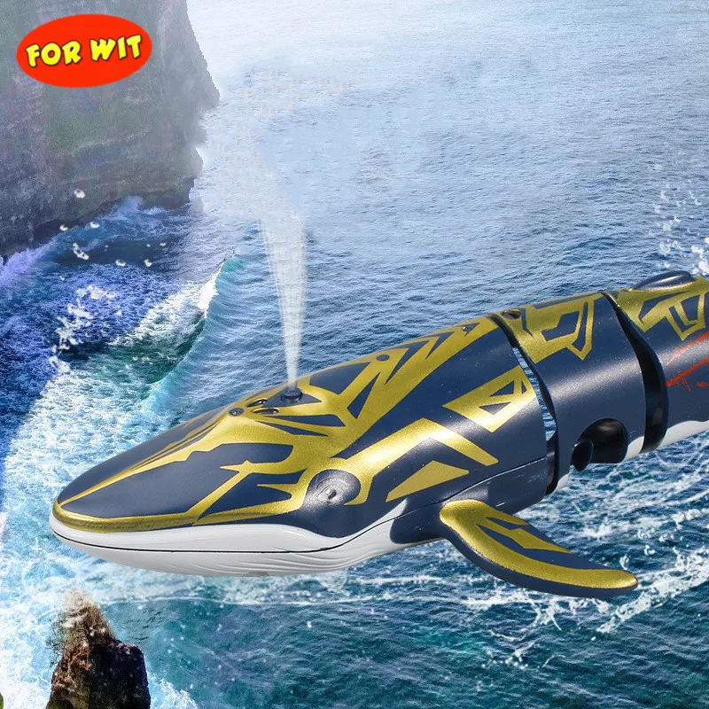 2023 New Arrival Water Toys Diving Spraying Remote Control Simulated Blue Whale, - £33.83 GBP