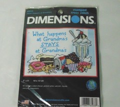 Dimensions Stamped Cross Stitch 7&quot;X5&quot; What Happens At Grandmas Stays At ... - £16.82 GBP