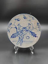 Stoneware Pottery Doves Hand Painted Wall Hanging Plate Blue Signed - $26.68