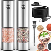 2Pack Electric Salt and Pepper Grinder Set USB Rechargeable, Sliver Set - $178.19