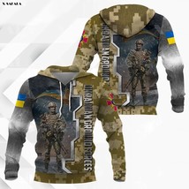 Armed Forces Of Ukraine Army Veteran 3D Print Zipper Hoodie Man Female Pullove - £65.33 GBP