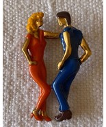 ⭕VTG, Art Deco, brooch, pin, enameled, hand painted, 4cm high, never used - $18.97 CAD