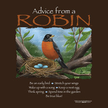 Robin T-shirt S M NWT Advice Bird Wildlife Cotton Unisex - £15.88 GBP