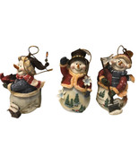 Snowman 3 Piece Set Figurines Christmas Ornaments Winter Holiday Unbranded  - £18.96 GBP