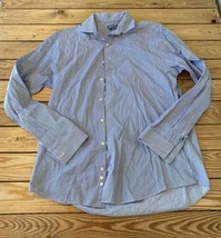 Kenneth Cole Men’s Stripe Slim Fit Button up shirt size 16 Blue M5 - £8.48 GBP