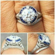 2.95Ct Round Cut White VVS1 Diamond Art Deco Engagement Ring in 14K White Gold - £229.63 GBP
