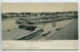 Water Front Barges Sacramento California 1907c postcard - $6.93