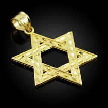 10k Yellow Gold Hebrew Faith Gift Israel Jewish Star of David Pendant Necklace - £120.74 GBP+