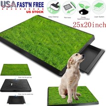 Dog Potty Training Pet Pee Pad Artificial Grass Mat with Tray For Indoor Outdoor - £65.28 GBP
