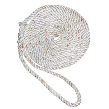 New England Ropes 5/8&quot; Premium 3-Strand Dock Line - White w/Tracer - 15&#39; - £35.89 GBP