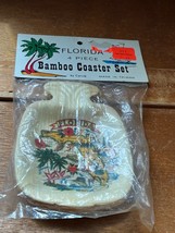 Vintage Florida Bamboo Coaster Set by Carrib Faux Pineapple Shape Coasters Set   - £8.85 GBP